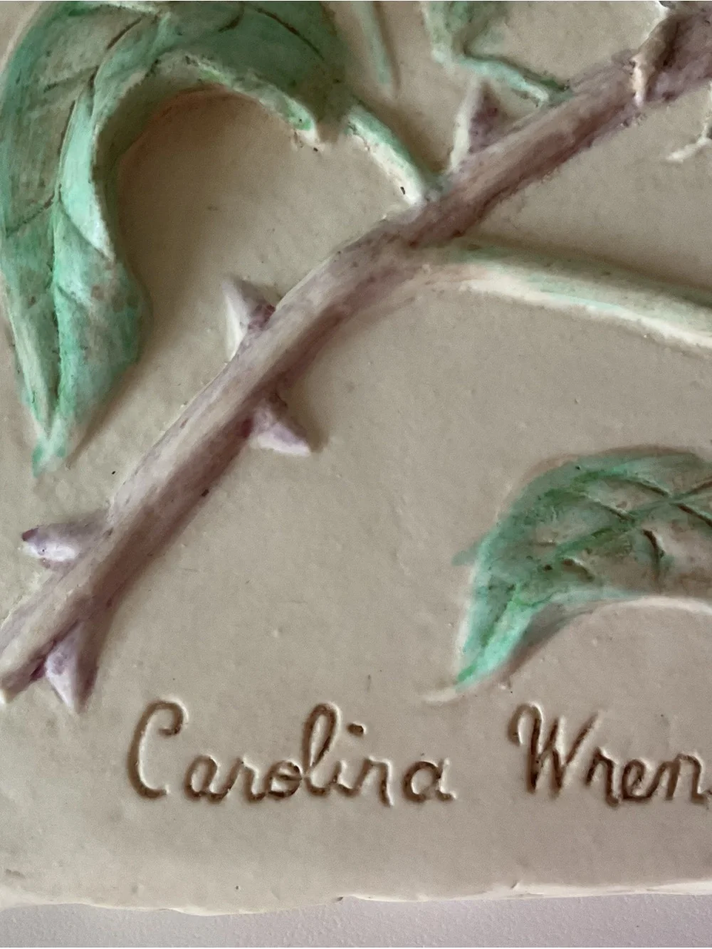Hens-feathers Green and Cream Botanical Bird Wall Decor